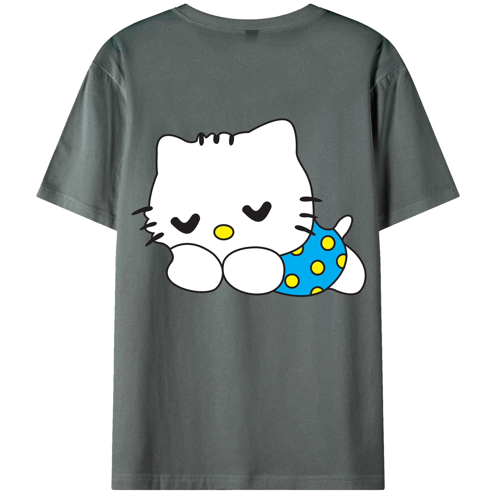 （画像用） Hello Kitty ハローキティ 綿100％ メンズ半袖Tシャツ（バックプリント） 通気性